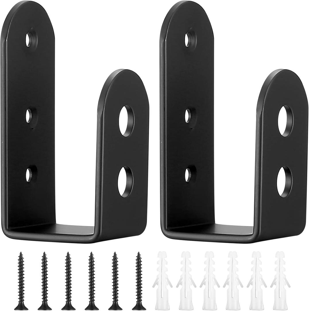 2x4 Door Barricade Brackets, 2 Pcs Door Security Barricade Brackets, Heavy Duty Doors Security Bracket for 2 x 4 Lumber, Open Bar Security Holder U Bracket (3.94x1.89x1.57, Round Edge)