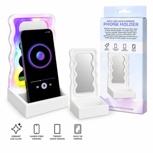2 x Wavy LED  light & mirror Phone Holder