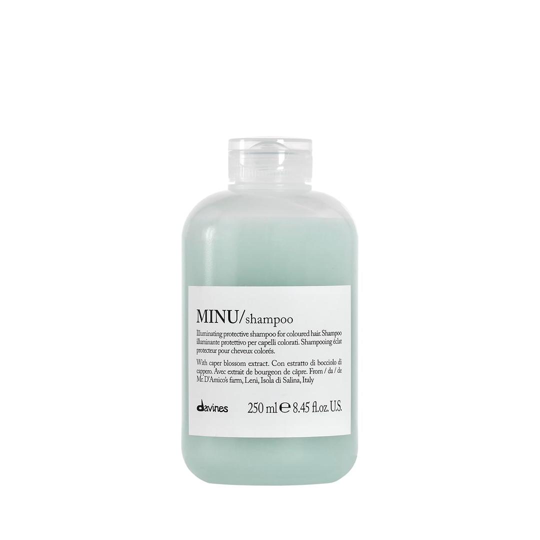 Davines MINU Shampoo, Hydrating Color-Protecting Gentle Cleansing Action for Colored Hair - Preserves Cosmetic Color Vibrancy, Keeping it Bright, Shiny, and Soft with Salina Caper, 8.45 Fl Oz