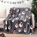 PAVILIA Christmas Snowman Throw Blanket | Grey Christmas Fleece Blanket | Soft, Plush, Warm Winter Cabin Throw, 60x80 (Grey Snowman)