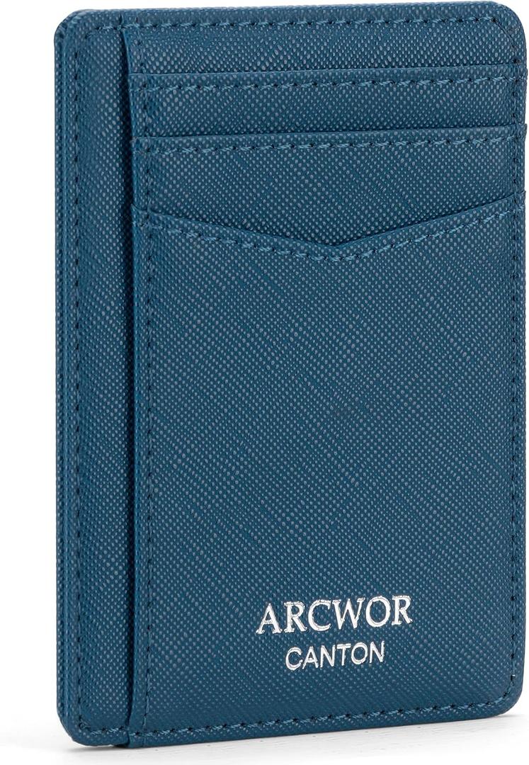 Slim Wallet Minimalist Front Pocket RFID Blocking Men and Women Leather Wallets