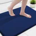 Smiry Memory Foam Bath Mat 36x24, Extra Soft and Absorbent Bathroom Mats, Non Slip Washable Carpet for Floor, Shower and Tub, Navy Blue