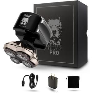 Skull Shaver Pitbull Silver PRO Head & Face Shaver - Premium Cordless Electric Shaver for Wet & Dry Shaving - Ergonomic & Easy-to-Clean Design - Includes Travel Pouch