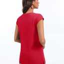 YUCOLEN Women's Cap Short Sleeve Tunic Tops V Neck Cotton T-Shirts UPF50+ Soft Breathable Summer Basic Tee, Red, XL (Red, XL)