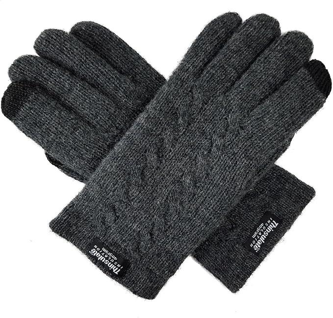 BRUCERIVER Ladie's Wool Knit Gloves with Thinsulate Lining, XL