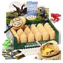 24 Dinosaur Eggs Dig Kit Toys for Kids, Dinosaur Eggs Excavation Kit with Magnifier, Easter Basket Stuffers, Science STEM Birthday Party Favors Gifts for Boys Girls Age 3 4 5 6 7 8 9 10 + Years Old