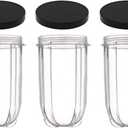 16 oz M agicBulletCups, M agic Bullet Blender Parts, 6 Piece Set - 3 Replacement Nutribullet Blender Cups with Lids, Personal Blender for Milkshakes and Smoothies