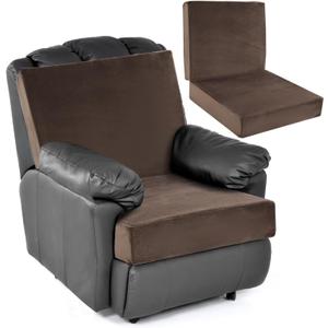 HOMBYS Foam Recliner Chair Cushions for Elderly, 4" Thick Chair Pads with Back Support for Office, Non-Slip Medium Firm Seat Cushion with Lumbar Pillow (Brown, 21.5" Backrest)