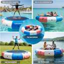 10/12/15FT Water Trampoline, Inflatable Floating Lake Trampoline | Pink Inflatable Lake Trampoline Heavy Duty Water Swim Platform for Lake Ocean with Ladder & Ropes