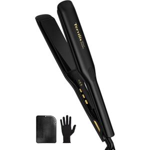Terviiix Extra Long Hair Straightener for Fast Styling on Thick Hair, Silk Press Flat Iron for Black Women Natural Hair - 1.75" Wide Plate - Ionic Ceramic Infused with Argan Oil & Keratin, Max 455F