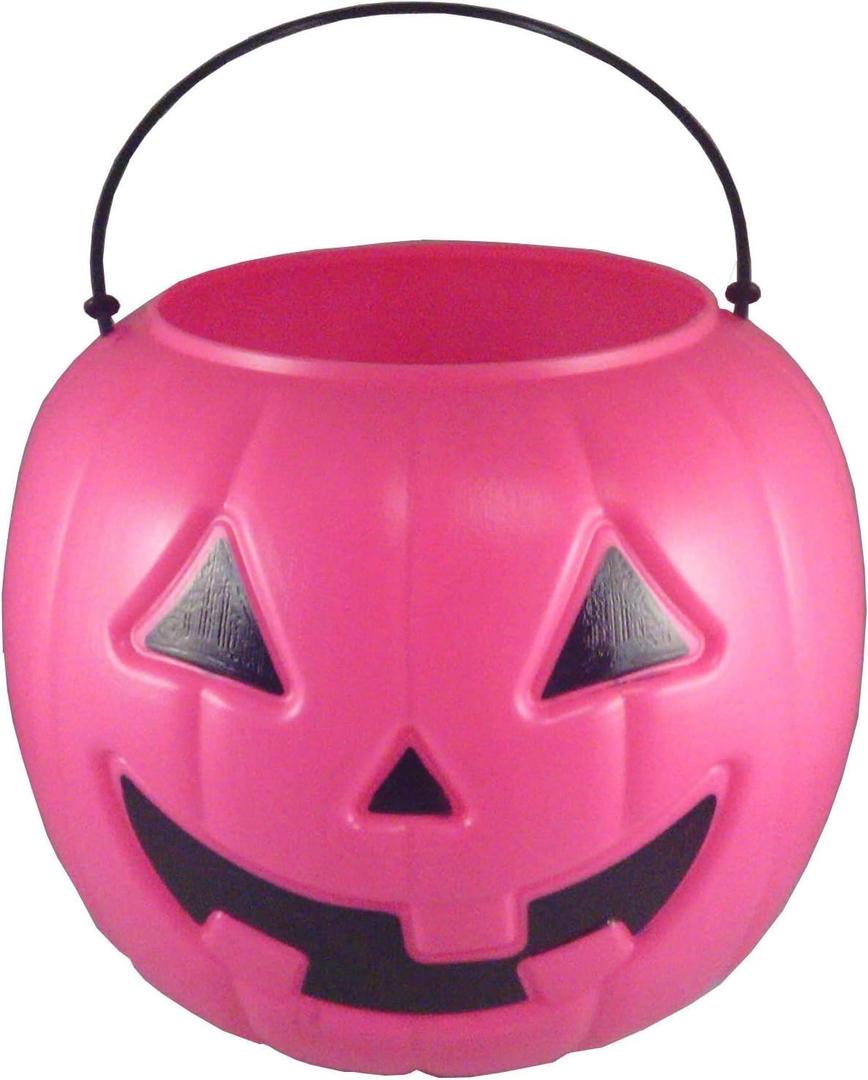 Halloween Pumpkin Jack O Lantern Candy Bucket (Pink)