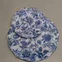 WDF 20PCS Blue Plastic Plates - Baroque White and Blue Plates - Chinoiserie Floral Party Decorations for Birthday/Tea Party/Spring