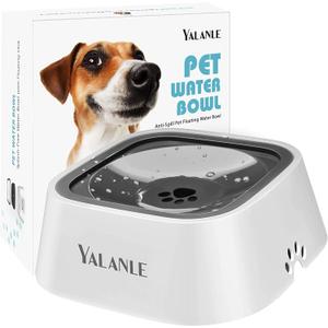 Dog Water Bowl No-Spill Pet Water Bowl Slow Water Feeder Dog Bowl No-Slip Pet Water Dispenser Vehicle Carried Dog Water Bowl for Dogs/Cats/Pets (1L, Grey)