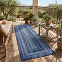 Garvee Runner Rug 2x6 Easy Jute Hallway Runner Rug Washable Non Slip Indoor Outdoor Rugs for Patio Entryway Ultra-Thin Non-Shedding Floor Mat for Laundry Bathroom Bedroom Backyard Porch Navy Blue