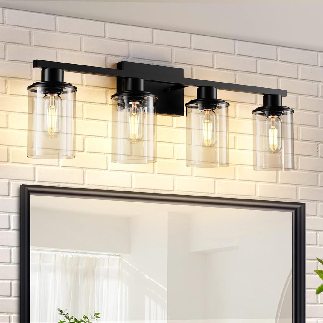 Bathroom Light Fixtures Over Mirror Bathroom Vanity Light Fixture 4 Light Vanity Lights for Vanity Lighting Fixtures Wall Sconce Lamp Wall Light Fixtures Black