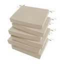 Outdoor Chair Cushions Set of 6: Waterproof & Fade Resistant Seat Cushion for Patio Furniture - 18.5 x 16 x 2 Inch Chair Pads with Ties and Hidden Zipper - Patio Chair Cushion Replacement, Beige