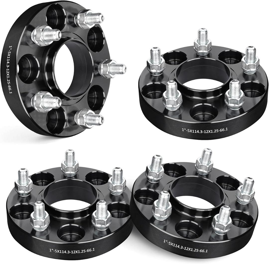EVIL ENERGY 5x4.5 Wheel Spacers 20mm Compatible with Nissan Infiniti, 5x114.3 mm Hubcentric Spacer with Lip 5 Lugs 66.1 mm Hub Bore M12x1.25 Studs Wheel Spacers Black