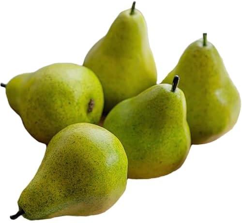 Lovmeety 5Pcs Fake Pears Artificial Pear Fruits Lifelike Faux Green Pear Fake Fruits Decorative Simulation Pears Fruits for Kitchen Party Home Table Centerpieces Sketch Photography Prop Decor