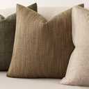 Foindtower Set of 2 Decorative Textured Burlap Linen Throw Pillow Covers Farmhouse Boho Cushion Cover Solid Accent Pillowcase for Couch Sofa Bed Living Room Home Decor, 24×24 Inch,Cocoa Brown