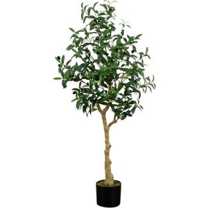 Nearly Natural Mediterranean Indoor Artificial Olive Tree 4FT Tall Faux Olive Plant for Home and Office Decor, Fake Olive Tree with Planter, Realistic Olive Tree Branches and Olive Fruits