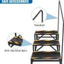 RV Steps with Handrail, 3-Step Anti-Slip Heavy Duty Stable Universal Stair for RV Travel Trailers Pool Hot Tub Trampoline