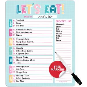 Hadley Designs Colorful Weekly Dinner Menu Board For Kitchen-Magnetic Meal Planner For Refrigerator, Weekly Menu Board Meal Planner for Fridge, Menu Planner Weekly Dry Erase Board