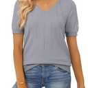 SHEWIN Women's Summer Short Sleeve Sweaters Crewneck Pleated Knit Tops Business Casual Work Shirts Blouses.XL