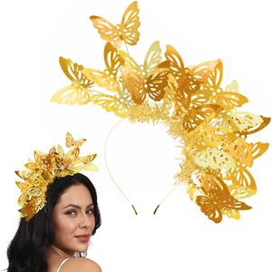 Fstrend Butterfly Fascinators Hat Costume Headband Cosplay Crown Headdress Halloween Tea Party Headpiece for Women