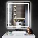 36"x32" LED Bathroom Mirror with Anti-Fog, Stepless Dimmable Lights, 3 Color Modes, Shatter-Proof Tempered Glass,Waterproof Design