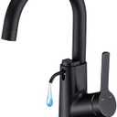 Aktine Bar Faucet with Soap Dispenser, Small Kitchen Faucet, Single Hole Bathroom Faucets, 360° Swivel Stainless Steel Sink Faucets for Wet bar, Prep Sink, Bathroom, Outdoor or RV Sinks, Matte Black