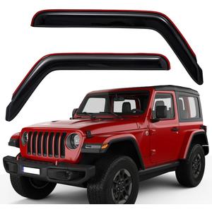 Lightronic Extra Durable Clip-on in-Channel Auto Vent Window Visor, Fits 2018-2025 Jeep Wrangler JL (2-Door), 2020-2025 Jeep Gladiator, UV-Protect Rain Guard, Original Window Deflector, Smoke, 2-Pcs