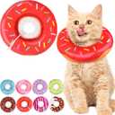 Cat Cone Collar Soft, Cute Cat Donut Collar After Surgery, Adjustable Kitten Recovery Cones to Stop Licking, Lightweight Neck Elizabethan Collars for Cats Kittens (Red, Small)