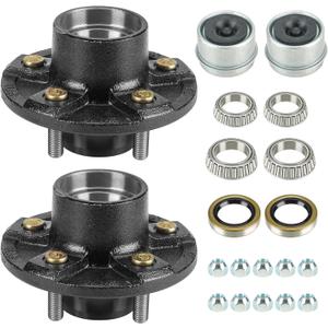 Youxmoto 3500Lb Trailer Hub Kits 5 Bolt 4.5, 2Sets 5 Lug Trailer Hubs for 3500 lbs 1-1/16'' to 1-3/8'' Tapered Axle, 5x4.5 Trailer Hub Assembly with Bearing, Grease Seal