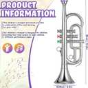Lewtemi Silver Three-Valve Trumpet Musical Instruments Toy for Kid Toddler Fake Plastic Preschool Music Toy Gift Portable Wind Instrument Early Educational Teaching Songs Gifts for Toddlers Children