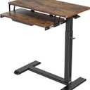 ETHU Overbed Table with Wheels, Upgrade Medical Table with Drawer, Hospital Bed Table, Workstation Desk, Adjustable Overbed Bedside Rolling Laptop Desk(Walnut), 30.31 inches x 15.74 inches x 28.7 inches