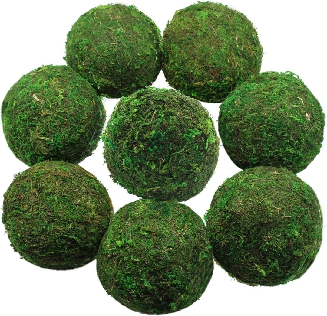 Large Decorative Moss Balls, 8 Pcs 3.5" Green Dried Moss Spheres Ball, Greenery Balls Faux Mossy Globes, Moss Decor Balls for Bowls Filler, Wedding Decors, Centerpiece (3.5"- Set of 8)