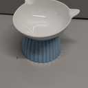 Wellbro Ceramic Raised Cat Bowl，Tilted Raised Bowl Anti Vomit Bowls for Indoor Cats Whisker Friendly Pet Feeder for Cats Puppies, Microwave and Dishwasher Safe,Pink And Light Blue