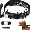 Mayerzon Prong Collar for Large Medium Dogs, Patented Reflective Pinch Collar with Metal Buckle, No Pull Adjustable Hidden Covered Dog Walking Training for Pitbull German Shepherd Doberman(Black, XL)