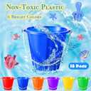 Sratte 18 Sets 4.7" Sand Buckets and Shovels Bulk Summer Beach Bucket Pack Plastic Beach Pails Sand Toys for Summer Pool Party Favors