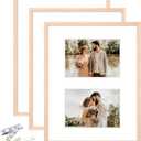 11x14 Picture Frame, OAK Wood Photo Frame 8x10 with Mat or 5x7 with 2 Mat with Perspex Glass for Vertical or Horizontal Tabletop Wall Display for Photo, Painting, Poster, Set of 3