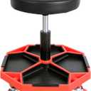 Torin ATRXF8308B Pneumatic Mechanic Stool/Rolling Shop Creeper Seat with Adjustable Height and 4 Removable Tool Trays, 300 lb Capacity, Black/Red