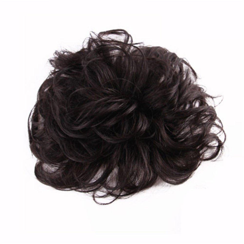 RemeeHi Short Curly Wavy Human Hair Toppers 4.7" x 4.7" Seamless Fluffy Replacement Clip in Hairpiece for Covering White Hair Toupee Wiglet Black