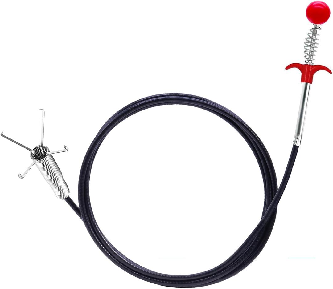 76 inch Drain Snake,Drain Clog Remover - Flexible Grabber Claw Pick Up Reacher Tool for Home Sink, Bathroom Tub,Drain, Toilet, Tight Spaces (Red)