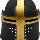 Nicky Bigs Novelties Templar Knight Helmet Adults Medieval Crusader Costume Headwear Flip-Up Face Mask Halloween Cosplay (Black)