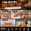 16L Collapsible BBQ Prep Tub with Locking Lid & Cutting Board - Marinade Container Grill Carry System for RV Picnic Tailgate - Portable Wash Basin for Kitchen Camping Sink - Gift for Men Women