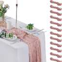 12 Pack Cheesecloth Table Runner 9ft,17 x 108 inch Gauze Table Runner Rustic Romantic Wedding Runner for Wedding Bridal Shower Fall Decoration,Dusty Pink