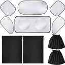Car Sun Shade, Car Windshield Sunshade Silver Collapsible Portable Block UV Rays Car Sun Protector Front Car Windshield Sunshade for SUV Truck Fit Car Sun Screen, Pack of 9 