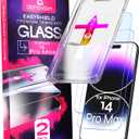 Screen Protector compatible with iPhone 14 Pro Max (2Pack), Easy Auto-Align Install Kit, 6.7" Tempered Glass, 9H Hardness, Ultra HD Clear, Case Friendly, EasyShield