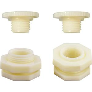 1/2" Female ABS Bulkhead Fitting, Plastic Water Tank Connector Adapter Fitting with Plugs for Outdoor rain Barrel Garden Hose Adapter Spigot kit Water Tank Gallon Drain Bucket(Set of 2)