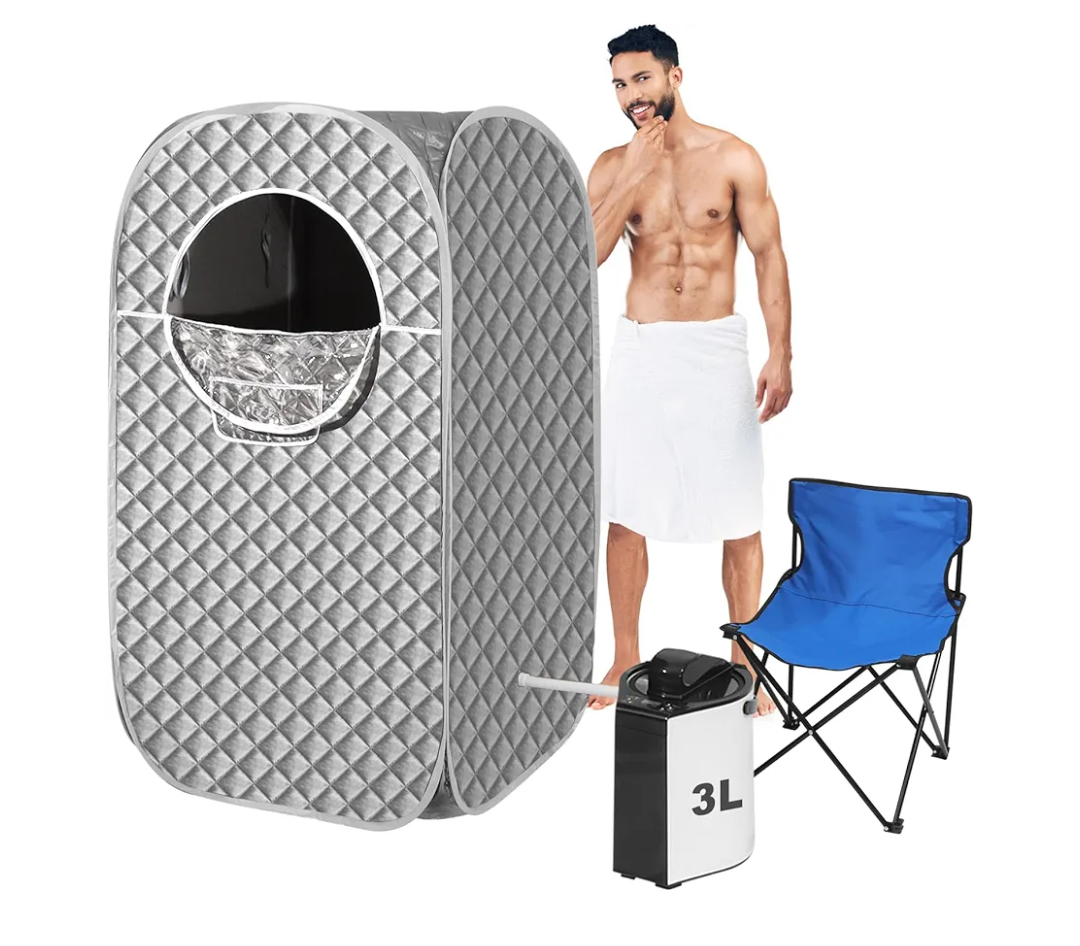 Portable Steam Sauna Box for Home,Personal Indoor Sauna Tent with 3L Steamer, 9-Level Steam, UV Atomization & Timer, Home Spa Upgrade - Silver